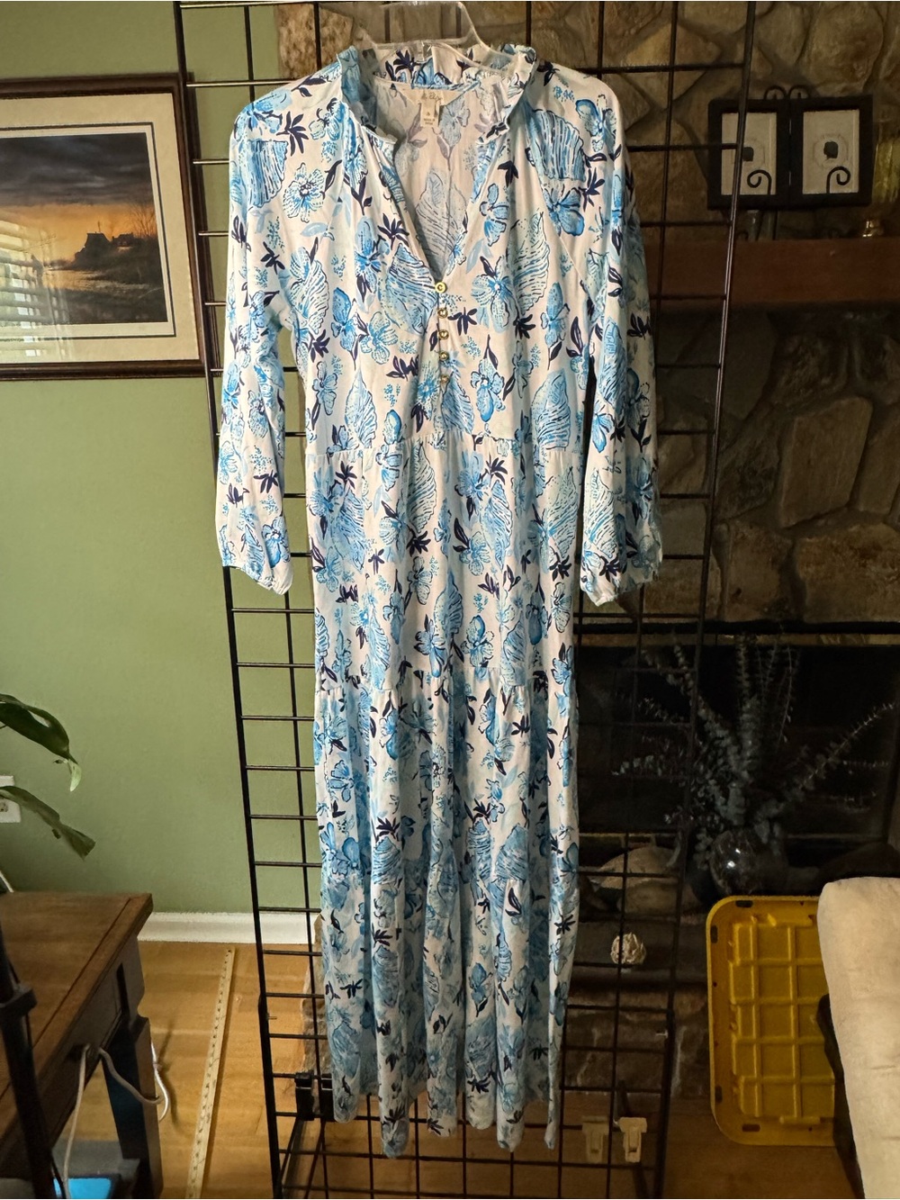 Lilly Pulitzer Blue & White Floral Maxi Dress